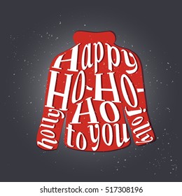 Cute lettering on red sweater - holidays design