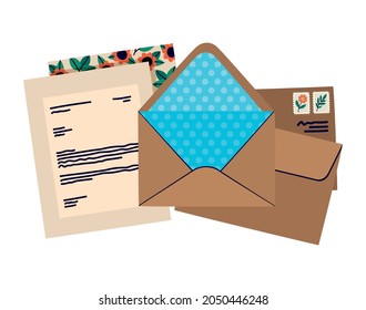 cute letters design and envelopes