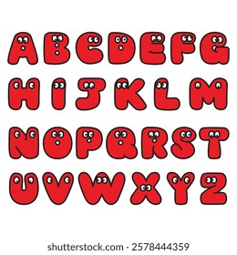 Cute letters with funny eyes vector illustrations on white background learning set