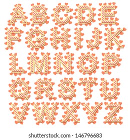 Cute letters with stripes and hearts