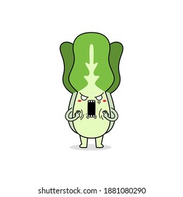 Cute lettuce cartoon character shocked