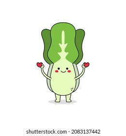 Cute lettuce cartoon character spreading love