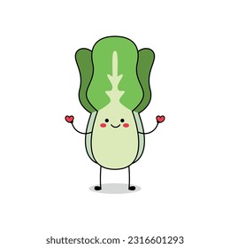 Cute lettuce vegetable cartoon character spreading love