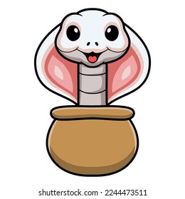 Cute leucistic cobra snake cartoon