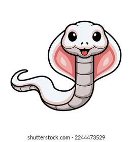 Cute leucistic cobra snake cartoon