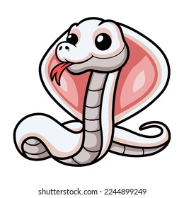 Cute leucistic cobra snake cartoon