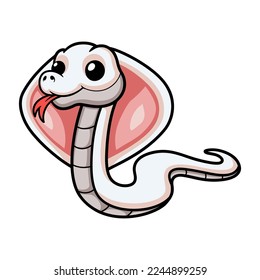 Cute leucistic cobra snake cartoon