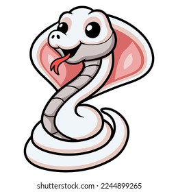 Cute leucistic cobra snake cartoon