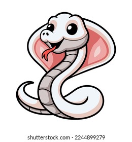 Cute leucistic cobra snake cartoon