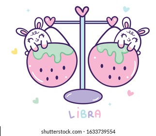 Cute Libra cartoon horoscope love illustration doodle style