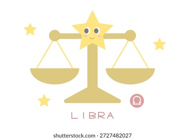 Linda Ilustración vectorial Libra. Escalas y patrón de estrellas. Diseño sencillo. El fondo blanco.
