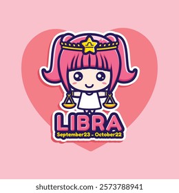 Cute Libra Zodiac Character Illustration