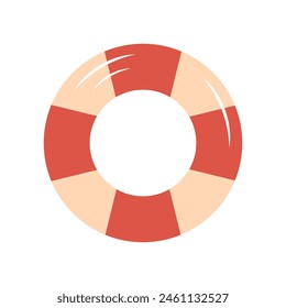 Cute lifebuoy. Lifeguard icon. Rubber inflatable ring. Vector illustration isolated on white background.