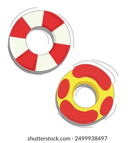 Cute lifebuoy with rope. Lifeguard icon. Vector illustration