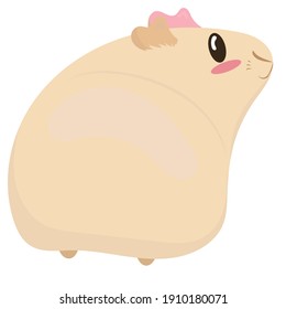 cute light beige guinea pig sitting to us booty and twirling his head, cute domestic rodent, vector illustration in flat style