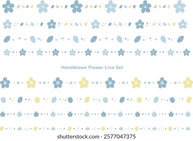 Cute light blue flower line material set