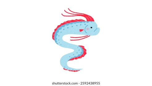 Cute Light Blue Giant Oarfish with Red Fin Detail