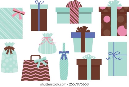 Cute light blue gift wrapping illustration background material