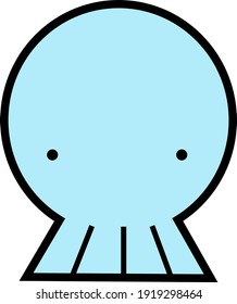 Cute light blue octopus character isolated on white background. Sea creature cartoon vector illustration in urban art design style.