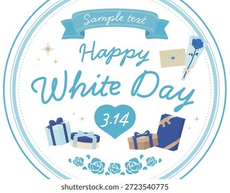 Cute light blue round frame for White Da