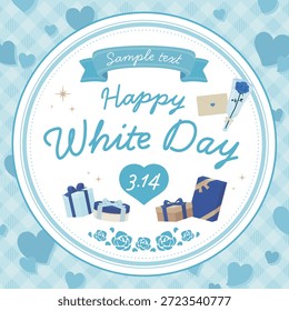 Cute light blue round frame for White Da