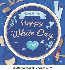 Cute light blue round frame for White Da