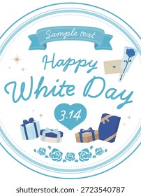 Cute light blue round frame for White Da