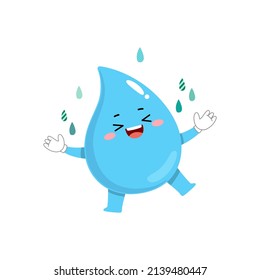 cute light blue water drop cartoon vector image on white background