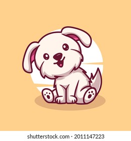 cute light brown dog cartoon illustration icon vector. dogs who are happy and suitable for use for various types. with flat cartoon concept