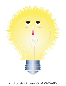 Cute light bulb character Ideas symbol Cartoon character Vector illustration on white background