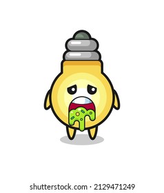 el tierno personaje de la bombilla de luz con puke , diseño de estilo lindo para camiseta, pegatina, elemento logotipo