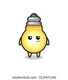 cute light bulb character with suspicious expression , cute style design for t shirt, sticker, logo element