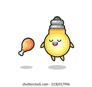 cute light bulb floating and tempted because of fried chicken , cute style design for t shirt, sticker, logo element