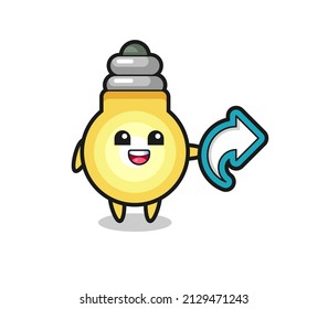 cute light bulb hold social media share symbol , cute style design for t shirt, sticker, logo element