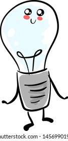 Cute light bulb, illustration, vector on white background.