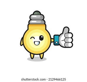 cute light bulb with social media thumbs up symbol , cute style design for t shirt, sticker, logo element