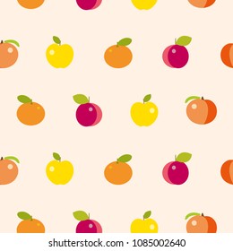 Cute light fruit background, seamless pattern, vector illustration.