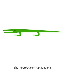 Cute light green crocodile in cartoon style isolated on white background. Logo template, label design