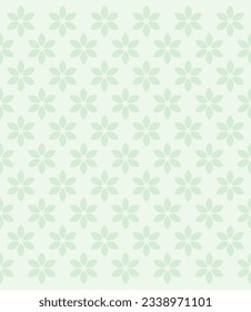 Cute light green pattern with small flowers with six petals