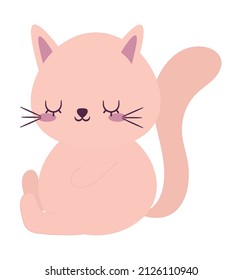 lindo gato rosa claro sobre blanco