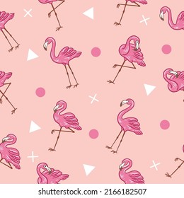 cute light pink stork animal seamless pattern white object wallpaper with design light pink background.