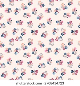 Lindo patrón sin fisuras ligero con mariposas vintage. Ilustración vectorial para impresión, tela, cubierta, embalaje, decoración de interiores, decoración de blog y otros sus proyectos.