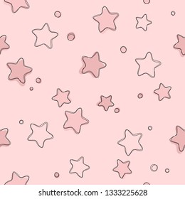 Cute light stars seamless pattern. Sweet dreams background. Vector illustration for xmas wallpaper, wrap, fabric, textile, cloth or package design. Baby shower background or invitation template