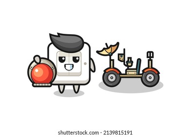 the cute light switch as astronaut with a lunar rover , cute style design for t shirt, sticker, logo element