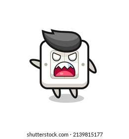 cute light switch cartoon in a very angry pose , cute style design for t shirt, sticker, logo element