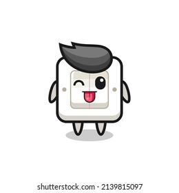 cute light switch character in sweet expression while sticking out her tongue , cute style design for t shirt, sticker, logo element