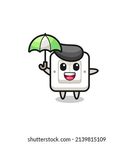 cute light switch illustration holding an umbrella , cute style design for t shirt, sticker, logo element