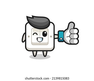 lindo interruptor de luz con símbolo de aprobación en medios sociales, diseño de estilo lindo para camiseta, pegatina, elemento logo