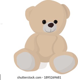 Cute light teddy bear. Vector stock illustration.