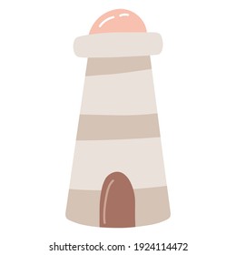 Cute lighthouse, vector hand-drawn illustration.